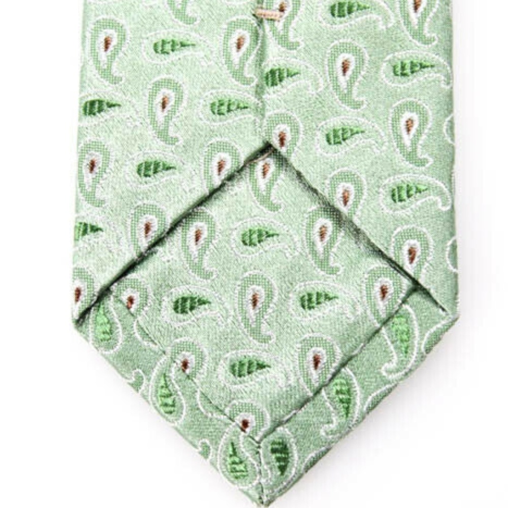Luigi Bianchi Mantova Mens Green Silk Paisley Tie - Picture 3 of 5